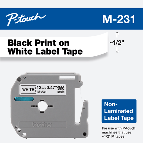 7pk Brother M Tape P-touch M231 Black on White A267 for sale online